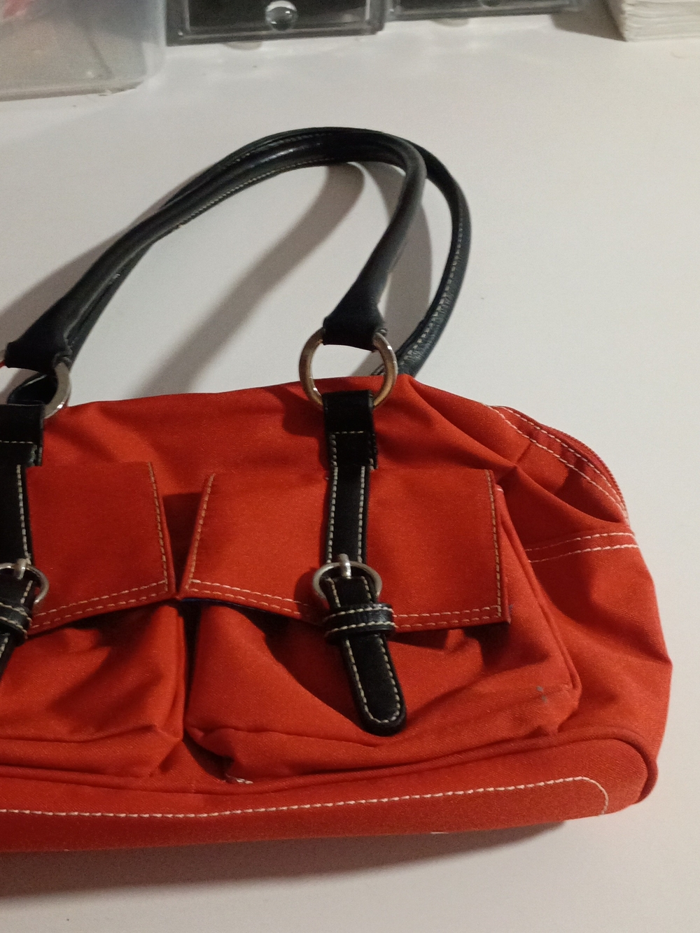 Kenneth Cole Reaction Orange Shoulder Bag with Black Straps